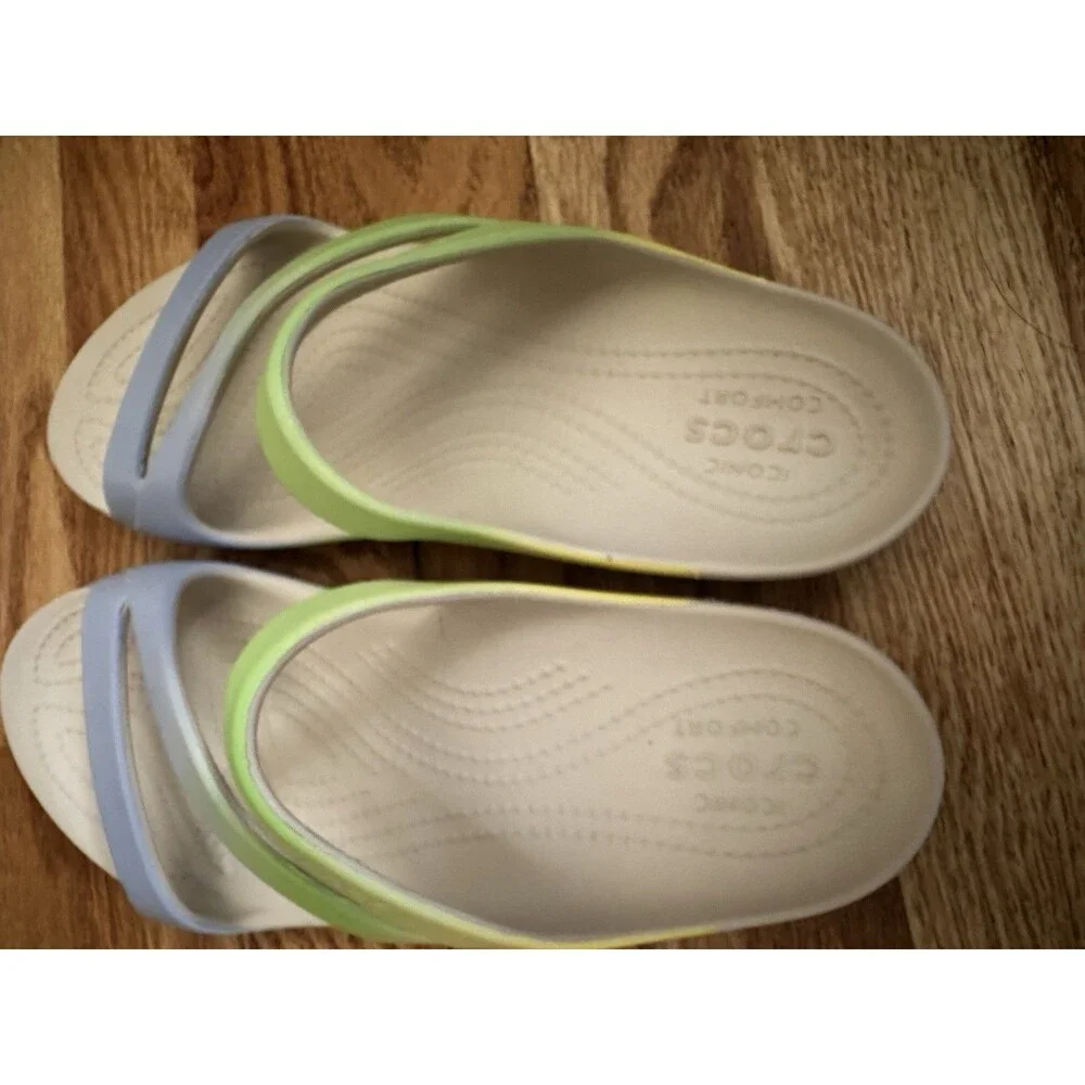 Crocs Iconic Comfort Women’s Flip Flop Sandals Pastel Blue Green Size 10W